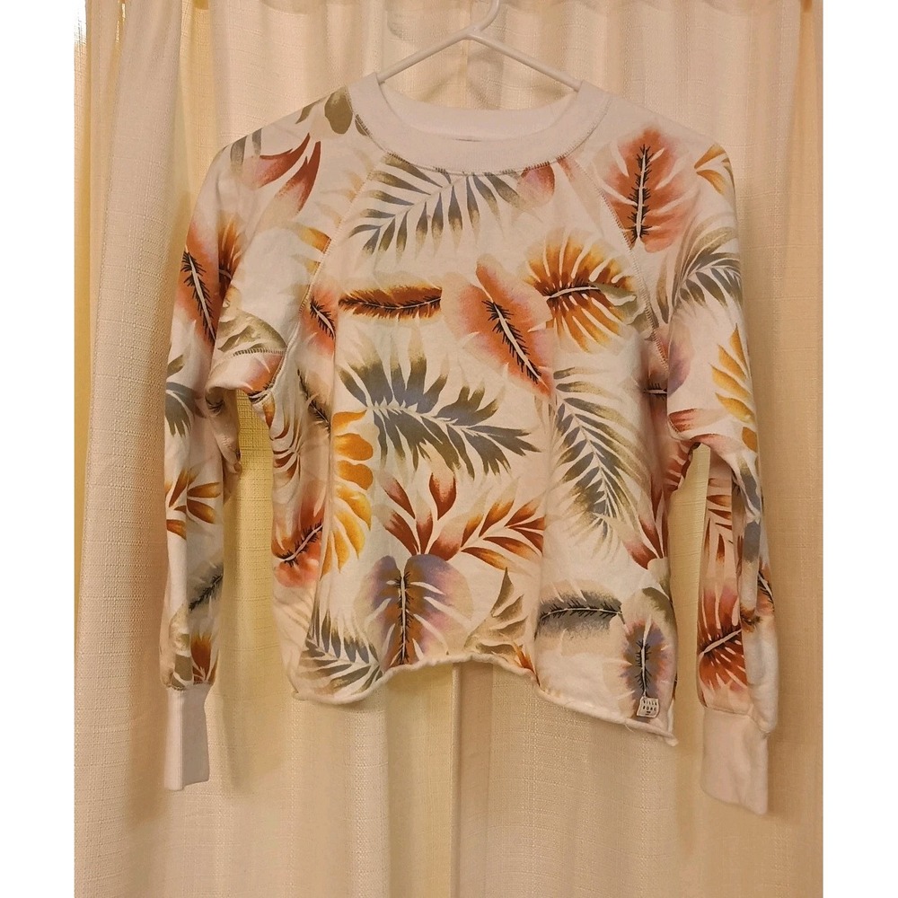 Billabong Women's Hawaiian Pattern Oversized Cropped‎ Crew neck Sweatshirt XS